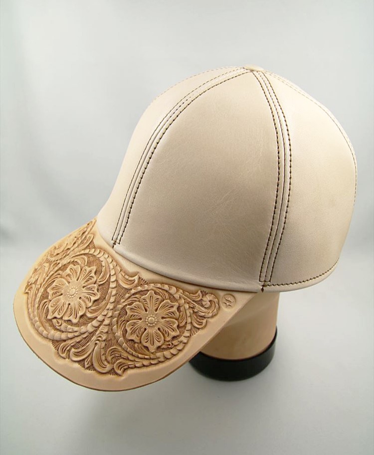 [受注製品]レザーカービングキャップ(ナチュラル)