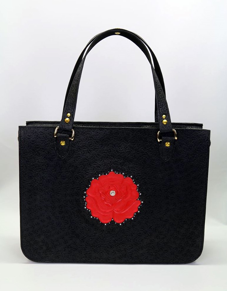 トートバッグ(レディス・薔薇＋マットブラック)
