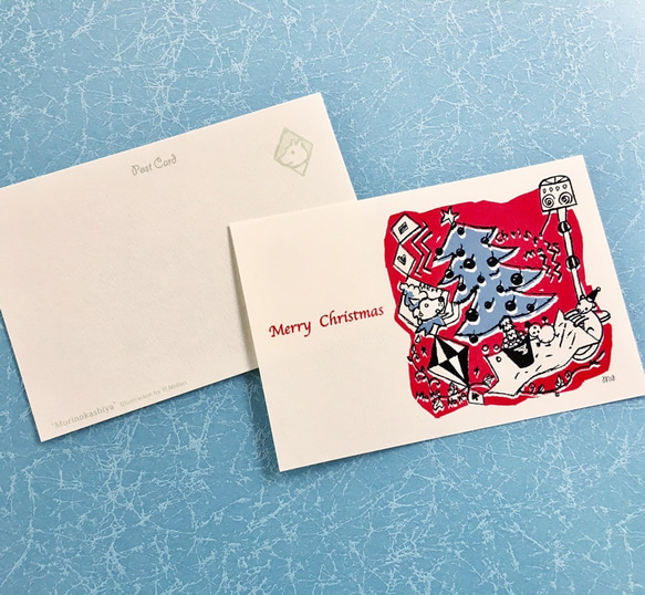 クリスマスのポストカード／犬とイタチ　5枚セット〈送料無料〉 2枚目の画像