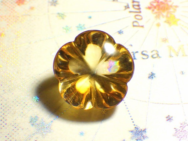 シトリン・５（12mm・フラワーカービング）