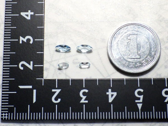 アクアマリン（4×2・6×3mm・計0.55ct）４個セット 4枚目の画像