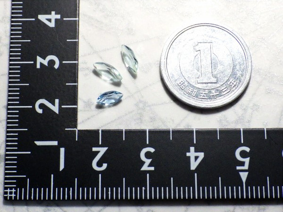 アクアマリン（6×3・7×3mm・計0.87ct）３個セット 4枚目の画像