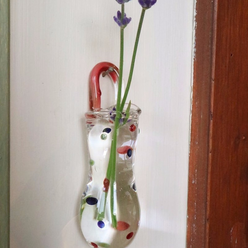 カラフル水玉模様のガラス壁掛け花瓶 一輪挿し・花瓶・花器 カラフル水玉模様のガラス壁掛け花瓶 一輪挿し・花瓶・花器