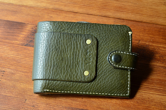 二つ折財布　gaku　オリーバ / イタリアレザー ミネルバボックス使用 /イニシャル刻印無料 2枚目の画像