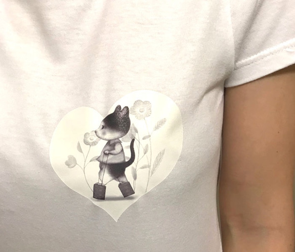 ミケネコTシャツ（モノクロ） 3枚目の画像