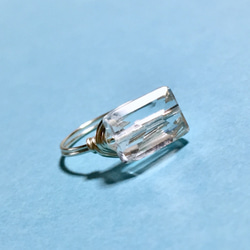 高品質天然石水晶レクタングルのワイヤーリング 4枚目の画像