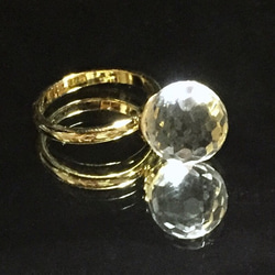 天然石水晶ミラーカットの煌きリング gold or silver 3枚目の画像