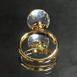 天然石水晶ミラーカットの煌きリング gold or silver 5枚目の画像