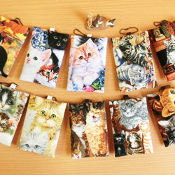 10種・猫柄ティッシュケース／バッグチャームパスケースはんぱ布雑貨 1枚目の画像