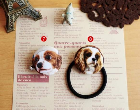 犬柄Ｌ円型ヘアゴム＆ブローチ3(選べる金具)はんぱ布雑貨アクセ 4枚目の画像