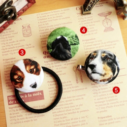 犬柄Ｌ円型ヘアゴム＆ブローチ5(選べる金具)はんぱ布雑貨アクセ 3枚目の画像