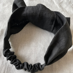 痛くないリボンヘアバンド リネン／ブラック　送料無料 5枚目の画像