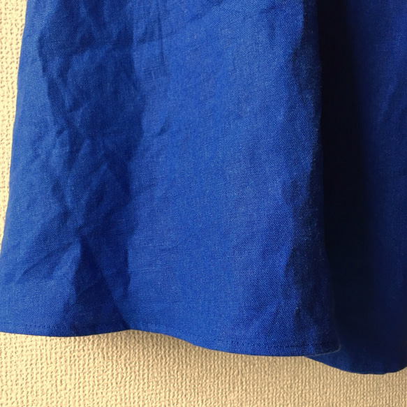 藍色/彩色亞麻褶襉褶襉半身裙 第3張的照片