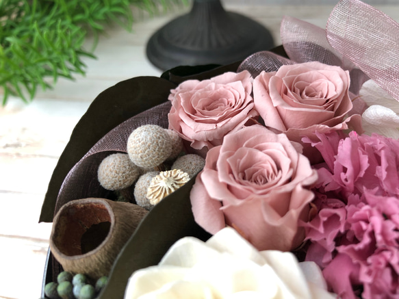 nuance pink : flower box 【ボックスフラワー メッセージタグ付き】 4枚目の画像