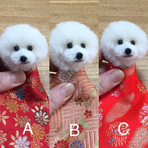 受注制作]ワン雛祭り ビションフリーゼのおひなさまセット着物(金蘭