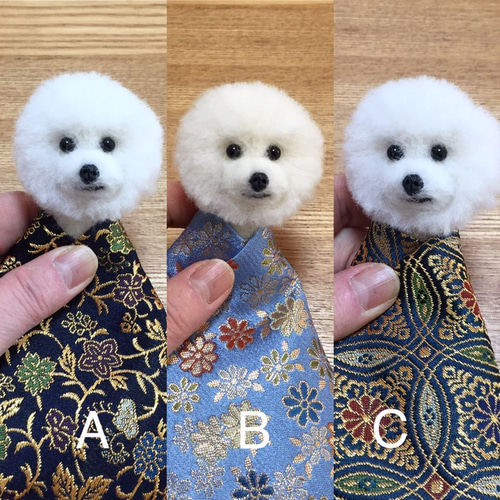 受注制作]ワン雛祭り ビションフリーゼのおひなさまセット着物(金蘭