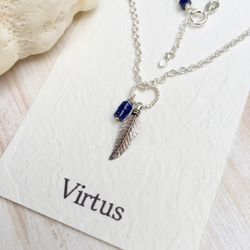 送料無料・ラピスラズリフェザーリング ネックレス（lapis lazuli Feather ring necklace） 1枚目の画像