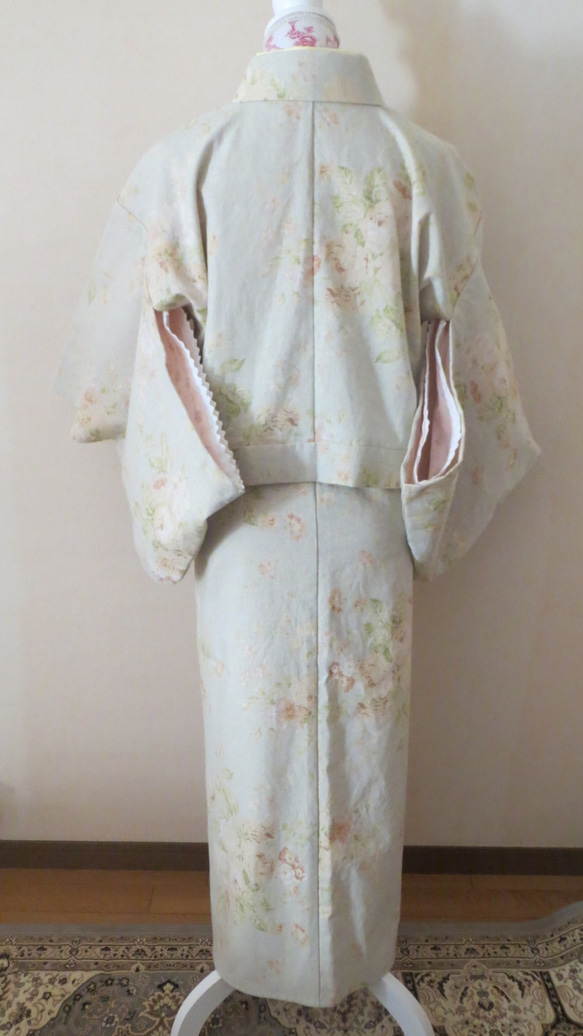 コットンリネン　SPRING ROSE  単衣二部式着物　卒業式　入学入園の晴れの日の装い 3枚目の画像