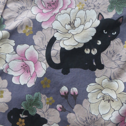 黒猫と紫牡丹　簡単着物 6枚目の画像