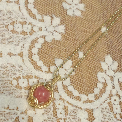 インカローズ✴ワイヤーラッピングネックレス インカローズ ペンダント