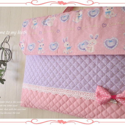 3WAY◇うさぎ＆ハート＊pink × purple◇防災頭巾カバー その他入園 