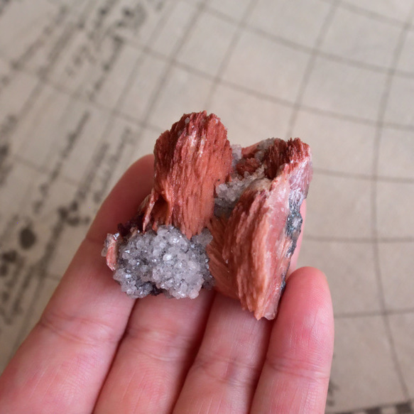 ピンクバライト・イン・クォーツ　Pompadour　モロッコ産　50.9g/鉱物・結晶原石 5枚目の画像