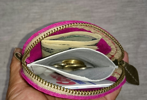 リンゴのコインケース(ピンク) 2枚目の画像