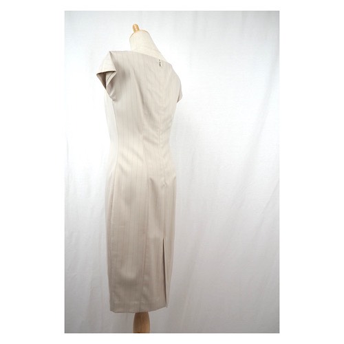 サマーウール オフホワイトストライプ ワンピース