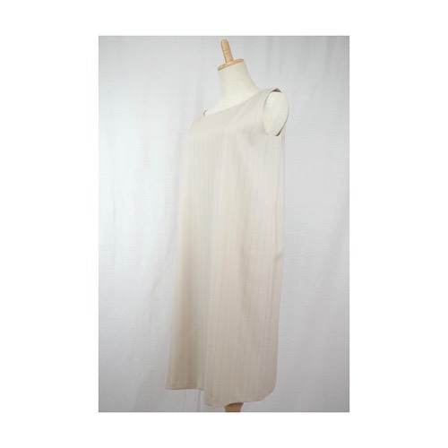 サマーウール オフホワイトストライプ ストレートラインワンピース