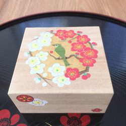 作者不詳 落款印譜在 絹本彩色画【水仙に梅花図 】桐箱（作者