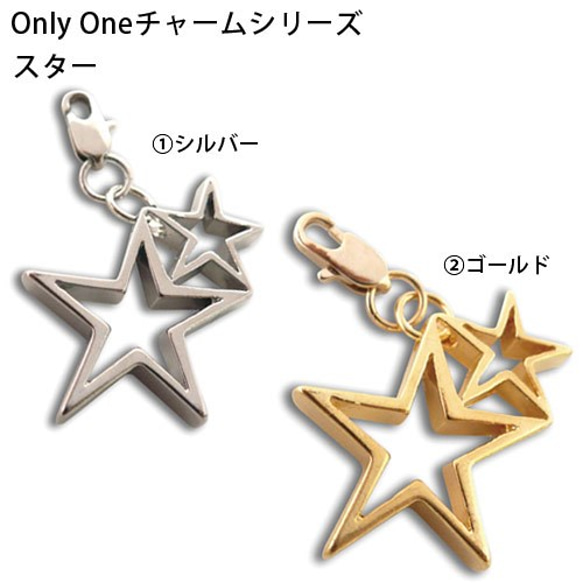 【Onlyoneチャーム】　スター　シルバー＆ゴールド 1枚目の画像