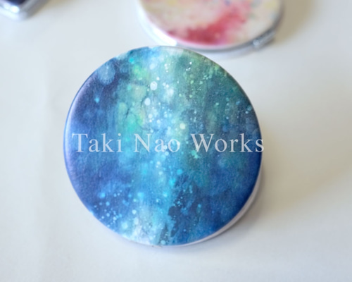 タキナオ 手鏡 『水鏡』 コンパクトミラー 丸型 合皮 雑貨