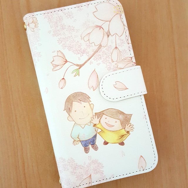 スマホケース　さくら（手帳タイプ）