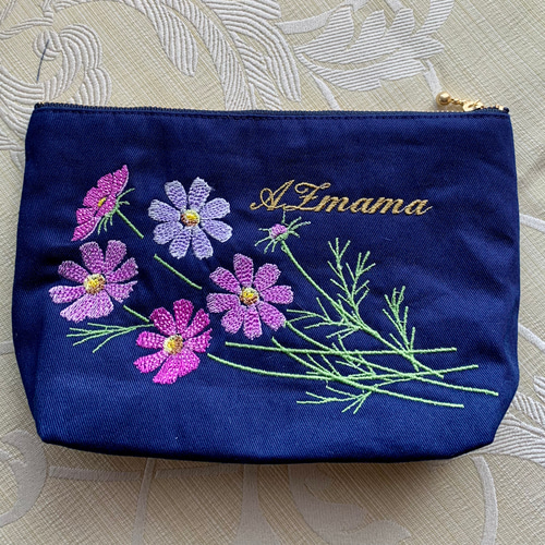 再販秋桜の花刺繍のポーチ ポーチ AZmama 通販 12421116｜Creema