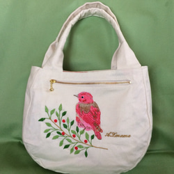 飛ぶ鳥刺繍バッグ(赤) 2枚目の画像