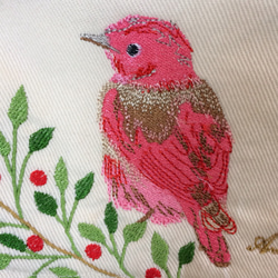 飛ぶ鳥刺繍バッグ(赤) 5枚目の画像