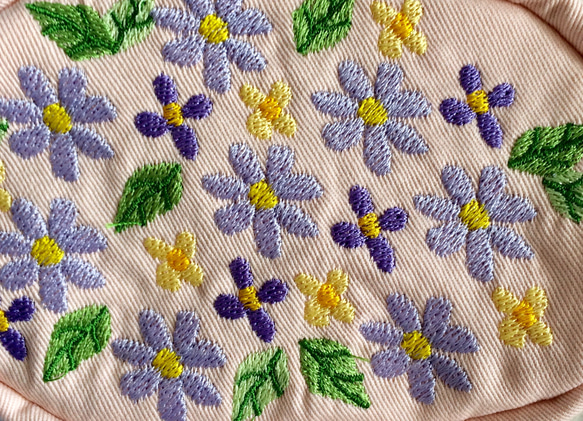 お花刺繍ミニポーチ(ピンク3色の花) 6枚目の画像