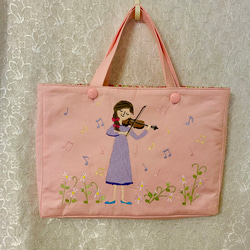 Mallow　バイオリン　手刺繍　レッスンバッグ　マスコットキー　親子 1_db07c78051686862dc712a116d2f