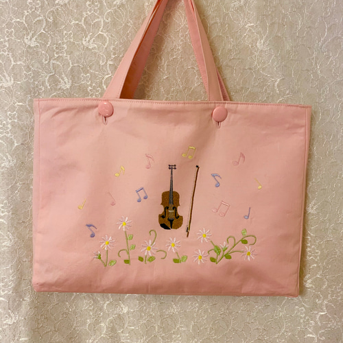【国際ブランド】 再販 AZmama その他入園グッズ バイオリン刺繍のレッスンバッグ 手提げ・レッスンバッグ・入園グッズ