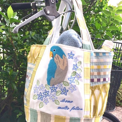 鳥刺繍のバケツバッグ 5枚目の画像