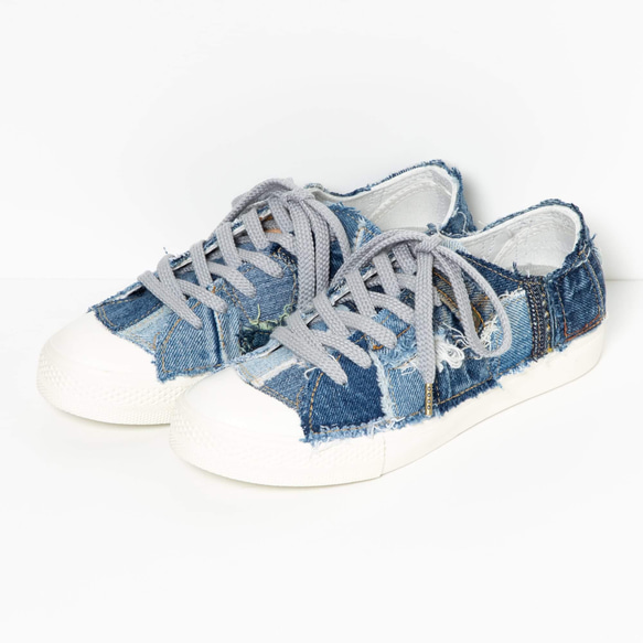 受注販売 ローカット デニムリメイクスニーカー Denim Patchwork 4枚目の画像