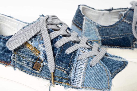 受注販売 ローカット デニムリメイクスニーカー Denim Patchwork 5枚目の画像