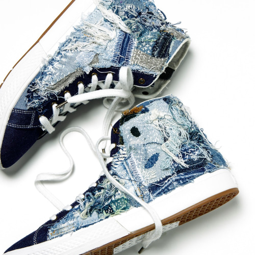 縁-enishi- Size 26.5cm デニム 刺し子 リメイクスニーカー