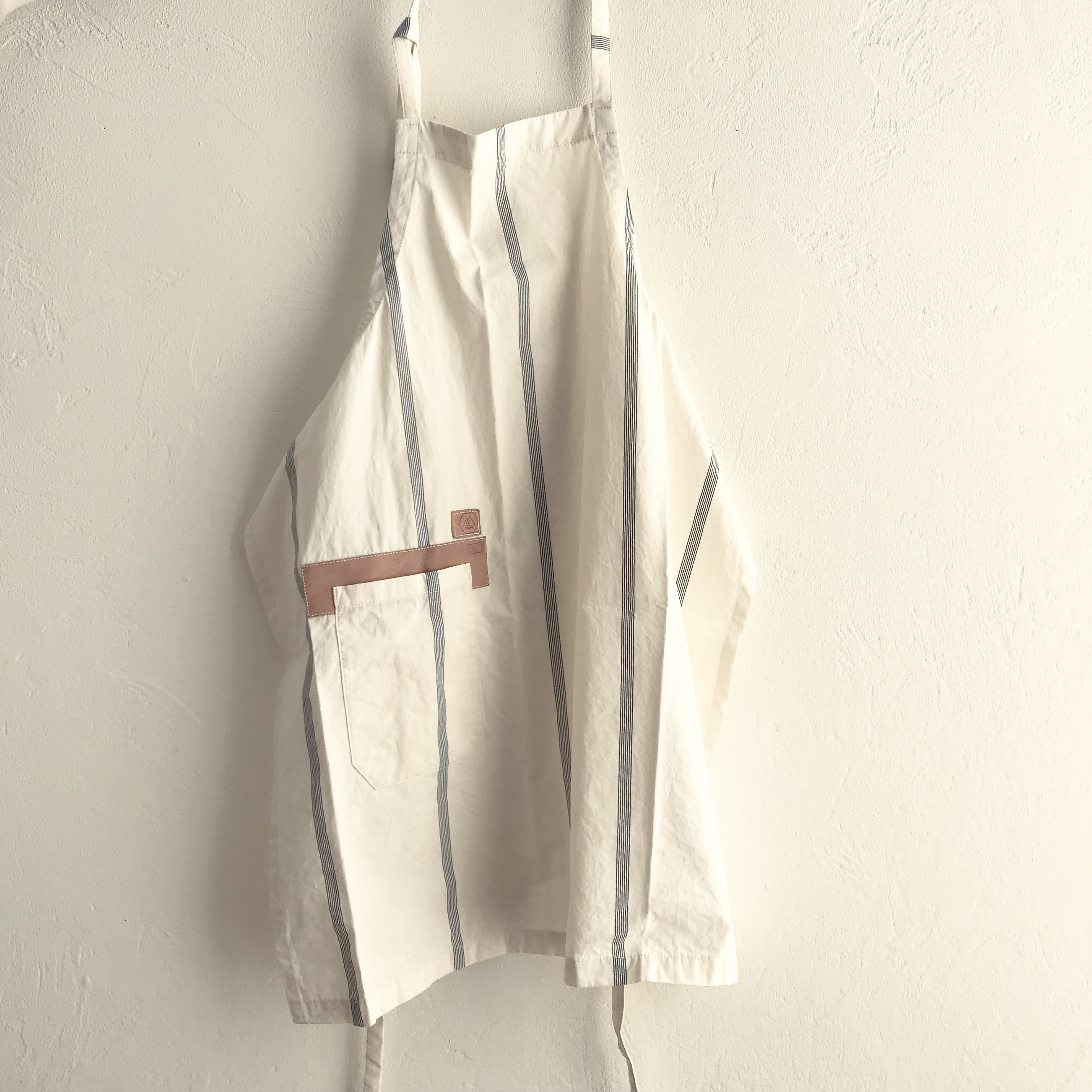 コットンストライプエプロン／ブルー