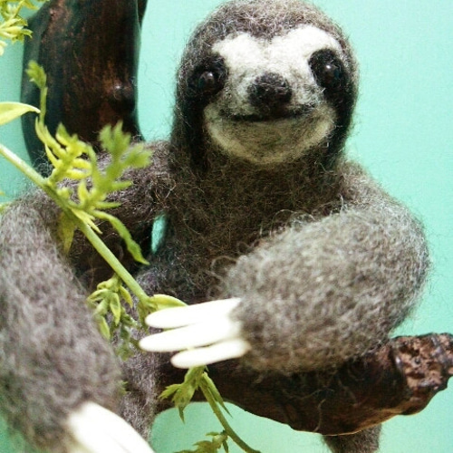 ほっこり笑顔の ナマケモノさん♪（羊毛・置き物） 羊毛フェルト T'ず