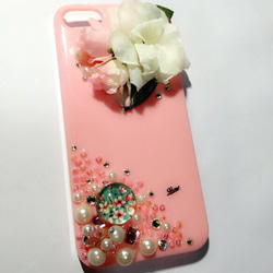 お花とビジューのiPhone 5ケース 1枚目の画像
