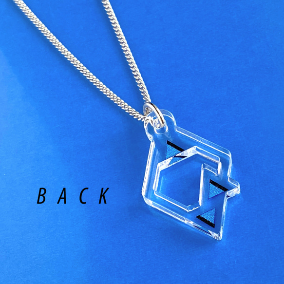 【rhombus／blue】ネックレス│アクリルアクセサリー│││ユニーク│三角│個性的│かっこいい│ひし形｜青｜きれい 5枚目の画像