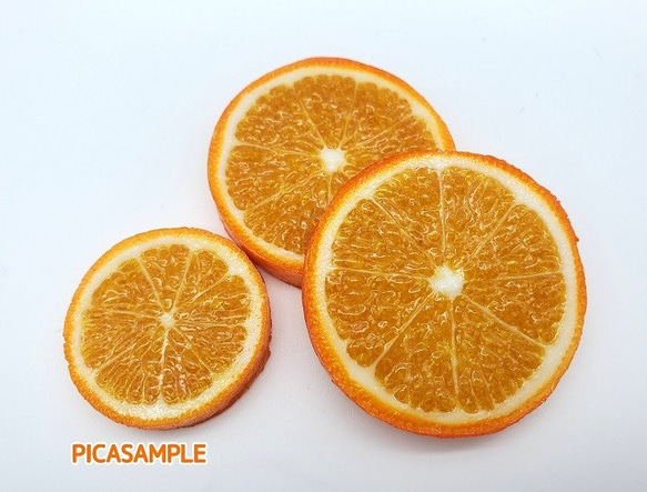 オレンジ（両面細工）大サイズ☆リアルな食品サンプルのフルーツイヤリング 4枚目の画像