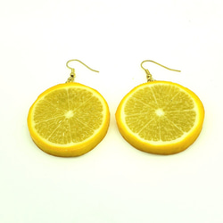 レモン（両面細工）大サイズ☆リアルな食品サンプルのフルーツピアス 3枚目の画像