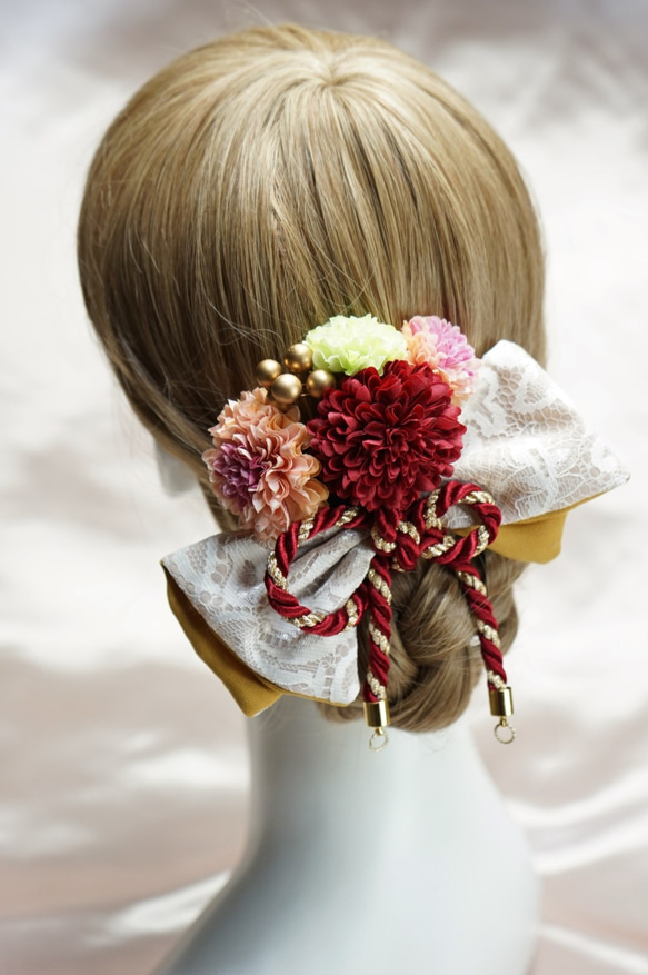 日本現代絲帶髮飾[婚禮畢業典禮/成人和服/日本和服頭飾] 第2張的照片
